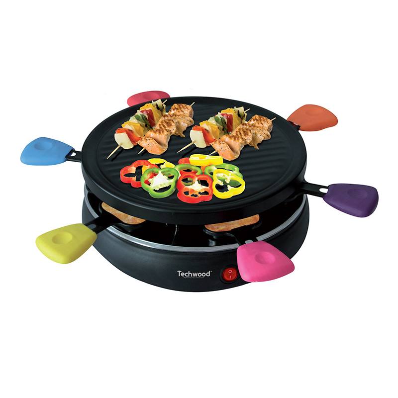 Raclette TECHWOOD 6 personnes- poelons avec manches coloré