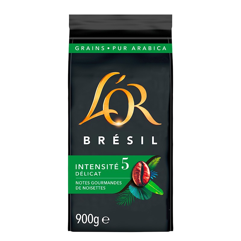Café grains L'OR BRESIL 900g pour broyeurs et robots cafés