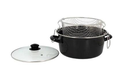 Friteuse 26cm acier émaillé panier + couvercle